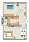 Grundriss Typ 2-Zimmer mitte